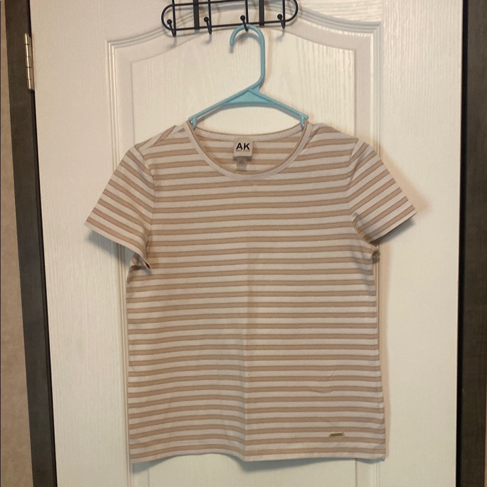 Anne Klein Cream and Gold Striped Blouse